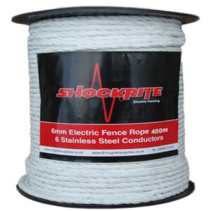 400mm 6mm White Electric Fence Rope